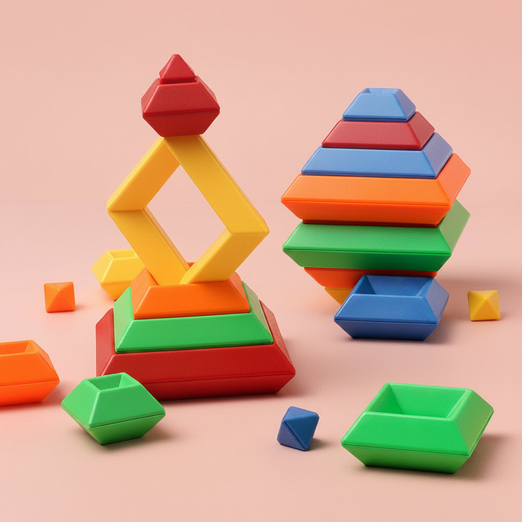 Tour arc-en-ciel Montessori 60 pièces à empiler — jouet éducatif pour enfant de 1 à 6 ans